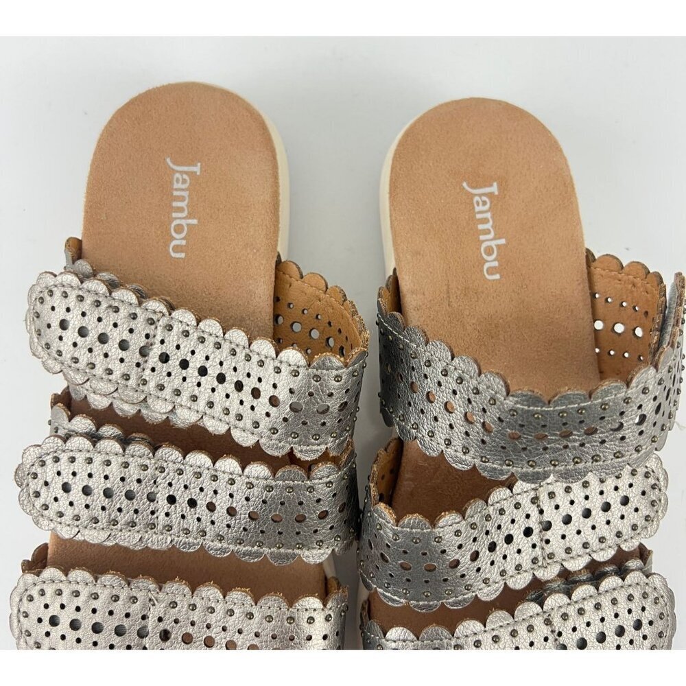 Jambu JBU Sandals Womens Size 7 Metallic Gold Perforated Strappy Comfort Shoes - Picture 6 of 9